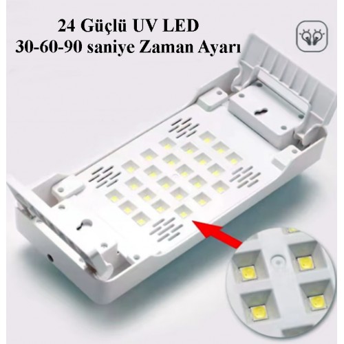 24 Led 72 Watt Profesyonel Oje Kurutucu - Manikür Pedikür ve Oje İşlemleri için Yastıklı tasarım