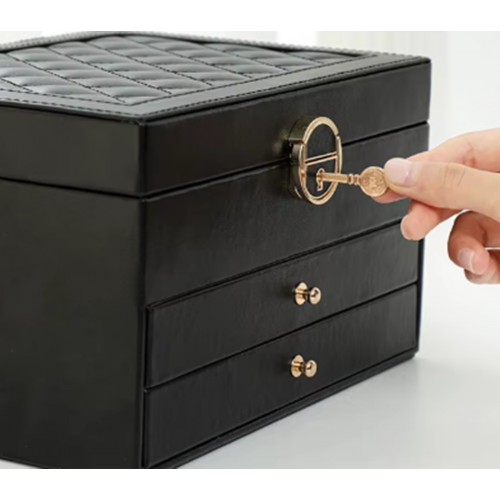 MK-24 2 Çekmeceli 3 Katlı Mücevher-Altın-Yüzük-Kolye Saklama Premium Mücevher Takı Kutusu & Organizeri