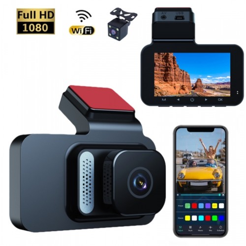 Y02 1080p Full HD 1,47 inç Wifi Araç içi Kamera - Ön-Arka 2 Kameralı Araç Kamerası
