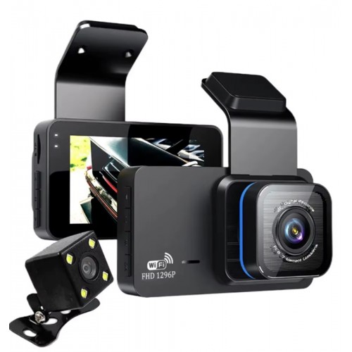 Y11 Pro 1296p Süper HD 3inç Araç içi Kamera -Ön-Arka Görüş Çift Kamera - Türkçe Menü