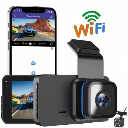 Y11 Pro 1296p Süper HD 3inç Araç içi Kamera -Ön-Arka Görüş Çift Kamera - Türkçe Menü