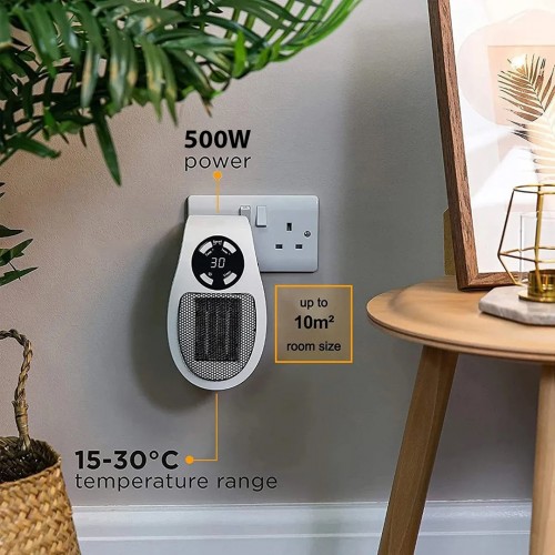 500W Uzaktan Kumandalı Taşınabilir Zaman Ayarlı Mini Elektrikli Isıtıcı Soba Sıcak Üfleyici - 220volt fişe takılan Karavan ısıtıcı