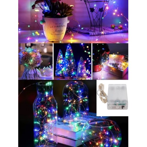 Pilli RGB Led Işık 5 Metre Iç & Dış Mekan Parti Dekor Kutlama Işığı Renkli Led Dekorasyon