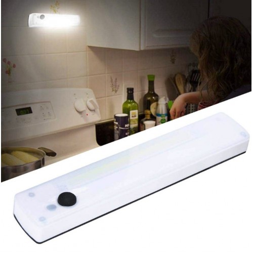 Beyaz Cob Led Mutfak-Dolap İçi Aydınlatma 19CM Mıknatıslı Kolay Sabitlenebilir 3xAAA Pil ile Çalışır