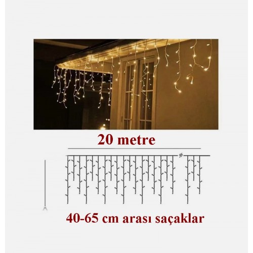 20 Metre Saçaklı Led Işık 8 animasyonlu ' Birbirine eklenebilir ' ( Dubleks ve Villa Merdiven Ledi ) Günışığı