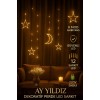 Sarkıt Ledli Ay Yıldız Perde Işık 3 Metre Yılbaşı Işığı Led Işık Saçak Led Yılbaşı Perde Ledi