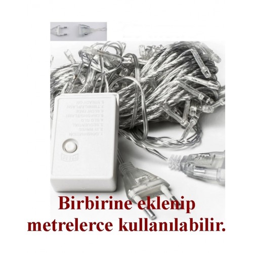 8 Animasyonlu 144 Led 36 Saçaklı Dekoratif Perde Led Aydınlatma İç/dış Mekan 3.5 Metre Saçak Led Işık Gün Işığı