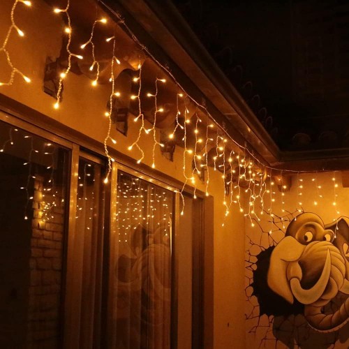 8 Animasyonlu 144 Led 36 Saçaklı Dekoratif Perde Led Aydınlatma İç/dış Mekan 3.5 Metre Saçak Led Işık Gün Işığı