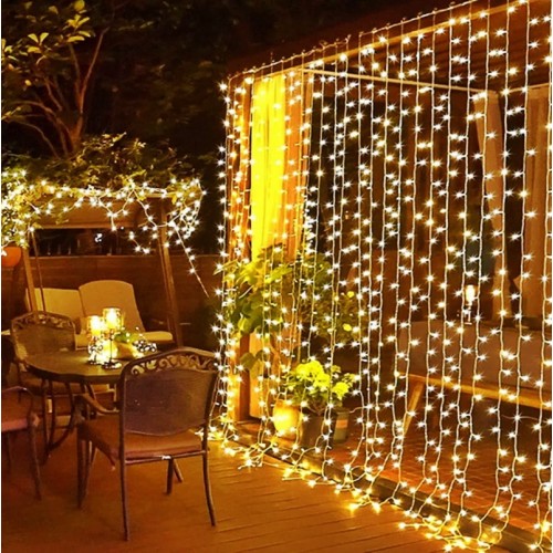  300 Ledli 15 Sarkıt Perde Led Işık-8 Fonksiyon, 3x3 Metre Günışığı Ledli Saçak Ledi