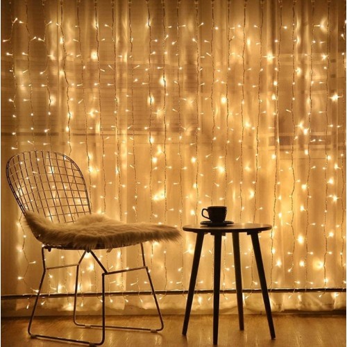  300 Ledli 15 Sarkıt Perde Led Işık-8 Fonksiyon, 3x3 Metre Günışığı Ledli Saçak Ledi