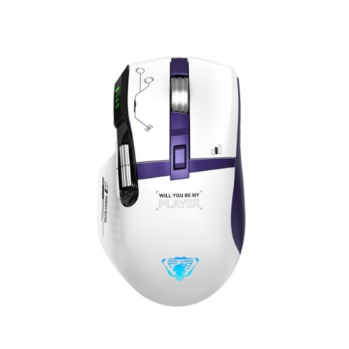 GWH-101 Şarjlı BT+2.4GHZ 12000Dpı Ultra Hafif Şarjlı Kablosuz Oyuncu Mouse Oyuncu Faresi BEYAZ