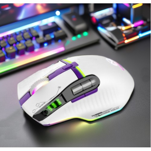 GWH-101 Şarjlı BT+2.4GHZ 12000Dpı Ultra Hafif Şarjlı Kablosuz Oyuncu Mouse Oyuncu Faresi BEYAZ