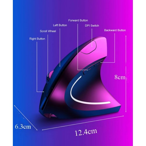 W925 2.4Ghz Kablosuz Ergonomik Dikey Mouse (Ledli) 1000/1200/1600 Dpı