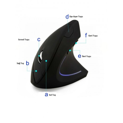 W925 2.4Ghz Kablosuz Ergonomik Dikey Mouse (Ledli) 1000/1200/1600 Dpı