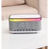 Jedel Masa Saati - Gece Lambası - Çalar Saat - Bluetooth Hoparlör Kablosuz Şarj Etme Özellikli
