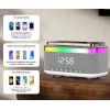 Jedel Masa Saati - Gece Lambası - Çalar Saat - Bluetooth Hoparlör Kablosuz Şarj Etme Özellikli