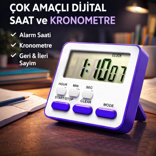 ZK-2206 Mıknatıslı Kronometre İleri ve Geri Sayım Özellikli Beyaz-Mor Çift renk