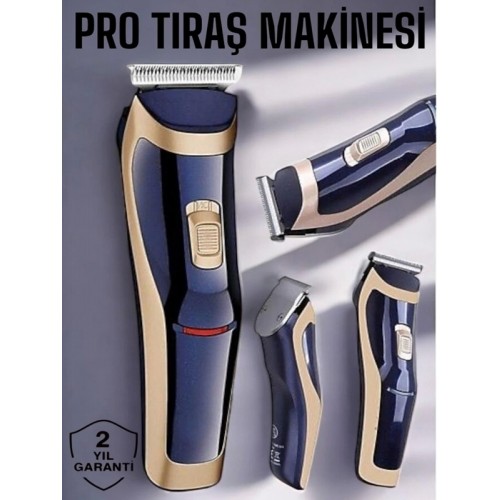 Profesyonel Şarjlı Saç-Sakal-Vücut Tüy Kesme Makinesi Erkek Tıraş 4 Taraklı Set