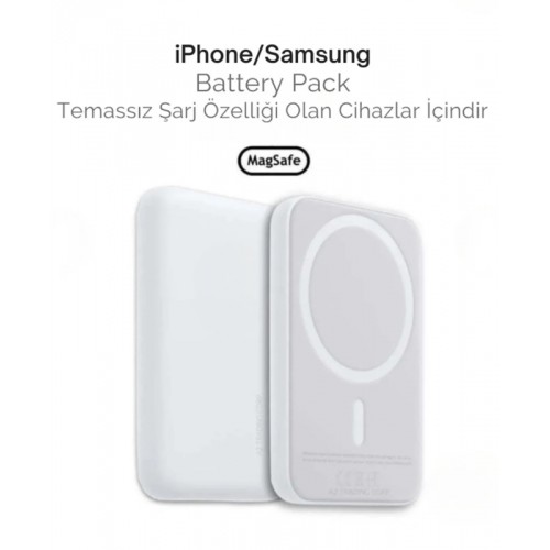 İphone 13-14-15-16-17 Uyumlu Magsafe Battery 5000Mah Powerbank Kablosuz Wireless Batarya Şarj Aleti