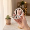 Gül Tasarımlı Çanta/Cep Aynası - Katlanabilir, Mini Boy, Taşınabilir, Makyaj Aynası, 6cm