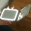 LED Işıklı Katlanabilir Cep Aynası - Kare Tasarım, Çift Taraflı, Makyaj Aynası