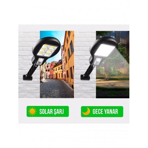 48 Ledli CL-182-6 Sensörlü Mini Sokak Lambası Solar Güneş Enerjili Bahçe Lambası