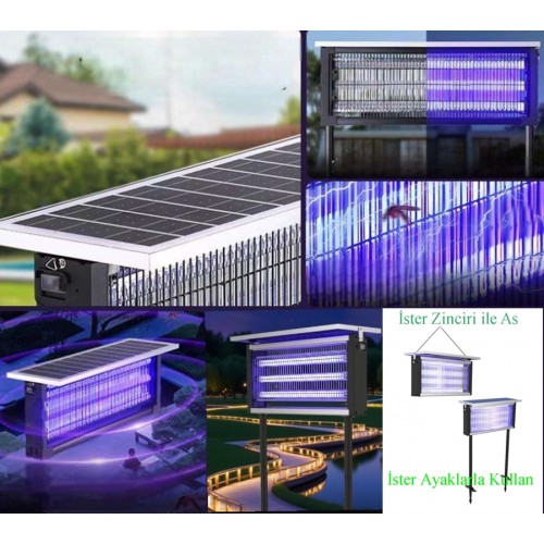15 watt Solar Güneş Panelli 3 Ampullü ULTRAVİYOLE Sinek Öldürücü %100 Enerji Tasarruflu CIZ