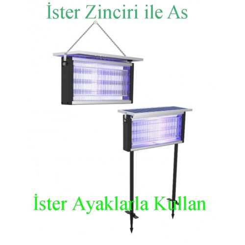 15 watt Solar Güneş Panelli 3 Ampullü ULTRAVİYOLE Sinek Öldürücü %100 Enerji Tasarruflu CIZ