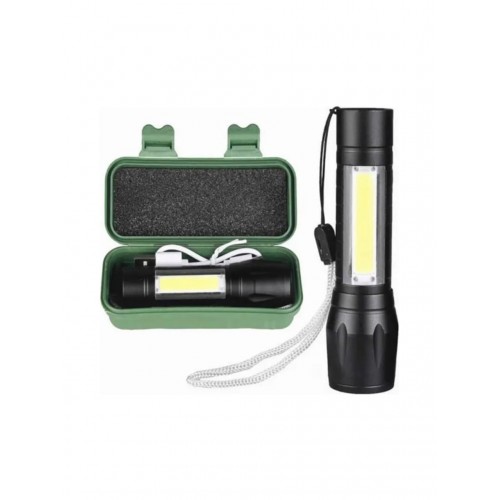 Süper Parlak 3 Fonksiyonlu USB Şarjlı Flaşörlü LED El Feneri Acil Durum-Kamp Feneri 5W Polis Feneri