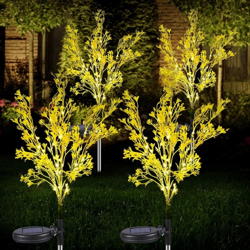 2 Adet Güneş Enerjili Suya Dayanıklı Bahçe Çim Yolu Peyzaj İçin LED Işıklı Kolza Tohumu Çiçeği lc-105