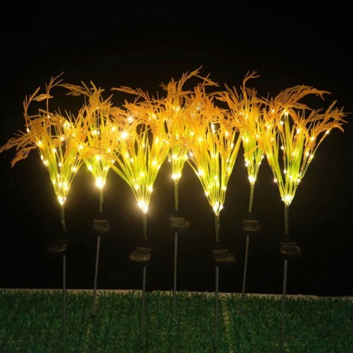 2 Adet Dekoratif Dış Mekan Süsleme Suya Dayanıklı Güneş Enerjili LED Işıklı Solar Buğday Başağı