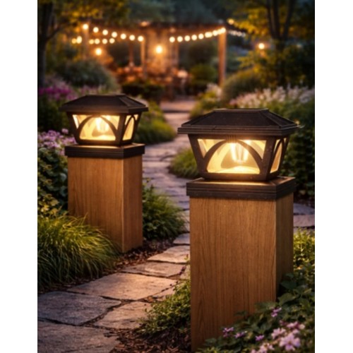 2 Adet Set Üstü Güneş Enerjili Dekoratif Bahçe Aydınlatma | LED Yağmur Geçirmez Çit & Balkon Lambası