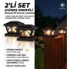 2 Adet Set Üstü Güneş Enerjili Dekoratif Bahçe Aydınlatma | LED Yağmur Geçirmez Çit & Balkon Lambası