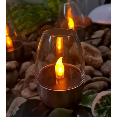 3 Adet Güneş Enerjili Solar LED Mum Lamba – Gerçekçi Alev Efekti, Kablosuz Dekor Işık YY-61