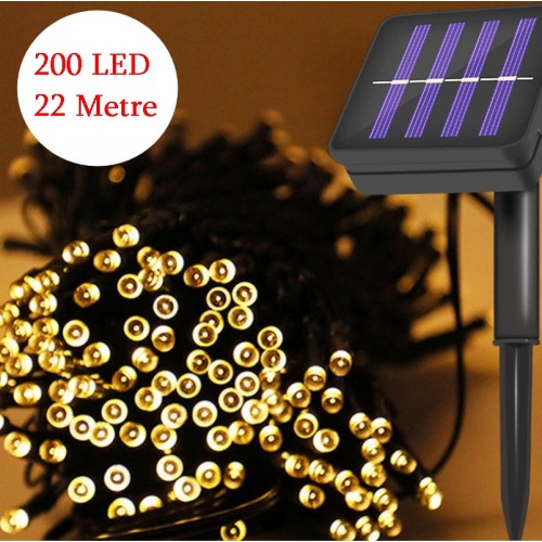 22 Metre 200LED Solar Lamba Güneş Enerjili Günışığı Led Işık Zinciri Bahçe Aydınlatma Parti Süs Ledi