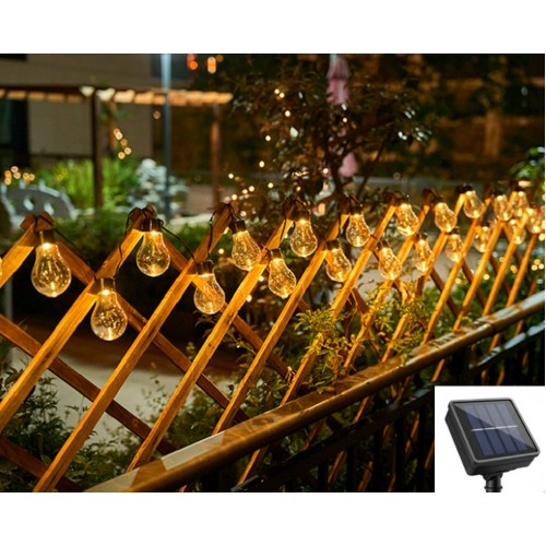 Güneş Enerjili LED 20 Ampullü Bahçe Led Işık Zinciri Dekoratif Dış Mekan Aydınlatma 3 metre 8 Mod