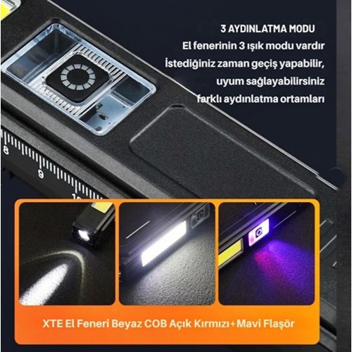 10W Şarjlı Mıknatıslı Katlanabilir LED Çalışma Lambası - Oto Tamir ve Kamp Feneri