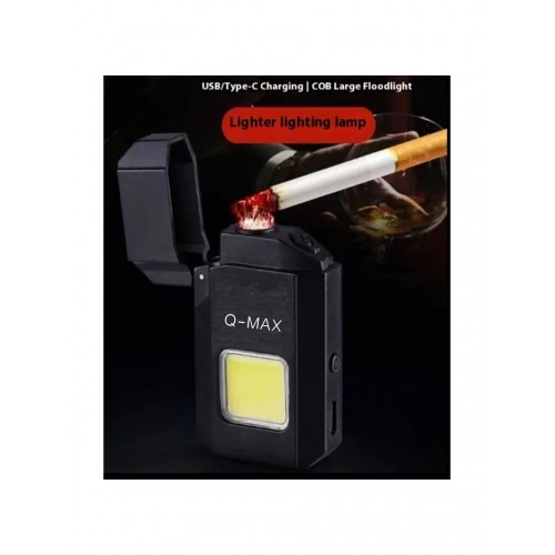 Mini Cob LED Işıklı Type-C Şarjlı Elektronik Gazsız Çakmak, Taşınabilir El Feneri