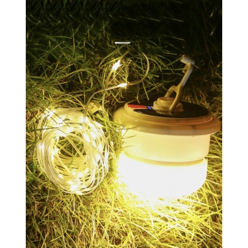 yx-669 Makara Sistem Ip Led - Fener / Güneş Enerjili Şarjlı Işık Kamp Lambası- Taşınabilir 10mt Led Işık Rgb Günışğı Renk