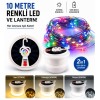 yx-669 Makara Sistem Ip Led - Fener / Güneş Enerjili Şarjlı Işık Kamp Lambası- Taşınabilir 10mt Led Işık Rgb Günışğı Renk