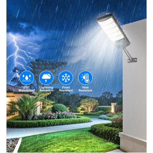 120Watt Güneş Enerjili Solar sokak Lambası - Hareket Sensörlü Uzaktan Kumandalı Bahçe Aydınlatması