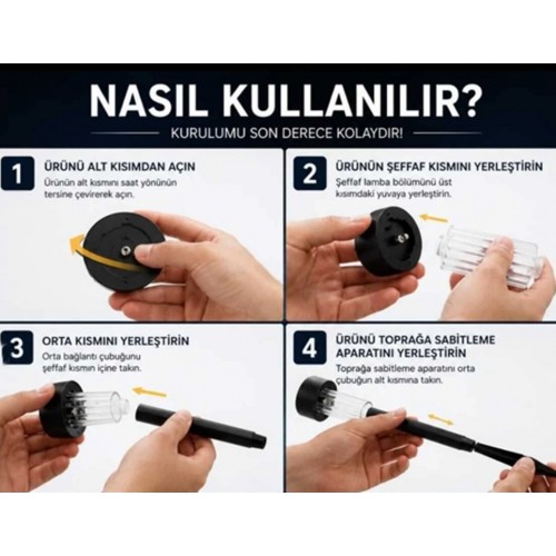 10 adet 36 Cm Günışığı Ledli Solar Saplama Güneş Enerjili Bahçe Işıklandırması Solar Aydınlatma