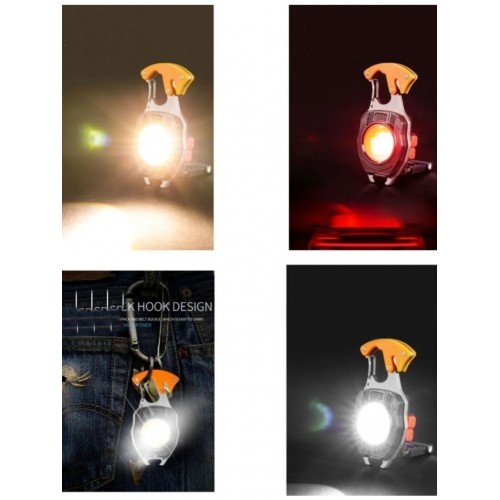 6 Mod Led Dijital Şarj Göstergeli El Feneri - Deprem Düdüğü - Şişe Açıcı Mıknatıslı Çok Amaçlı El Feneri Şarjlı Çakmak