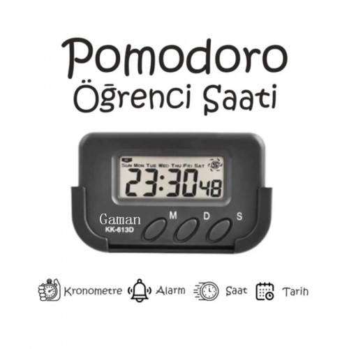 Pomodoro Öğrenci Saati - Kronometreli Ders Çalışma Saati - Dijital Masa Saati - Minibüs kronometresi ( Saati )