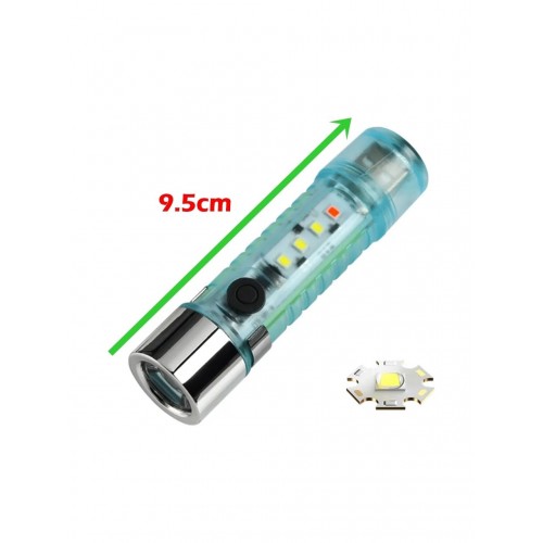 10WATT LED USB Şarjlı 6 Modlu Mini El Feneri Mıknatıslı Su Geçirmez Renkli El Feneri