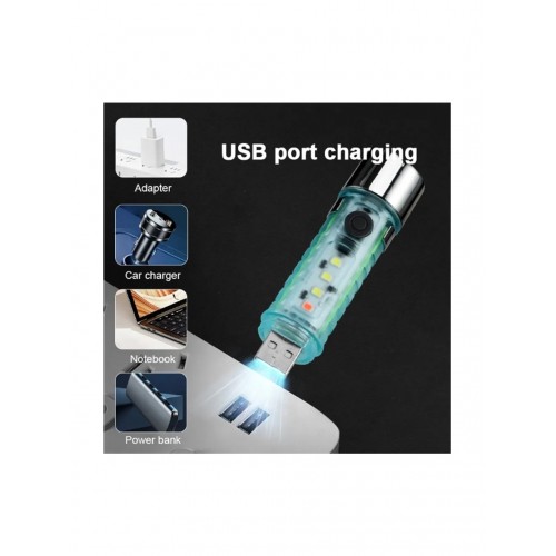 10WATT LED USB Şarjlı 6 Modlu Mini El Feneri Mıknatıslı Su Geçirmez Renkli El Feneri