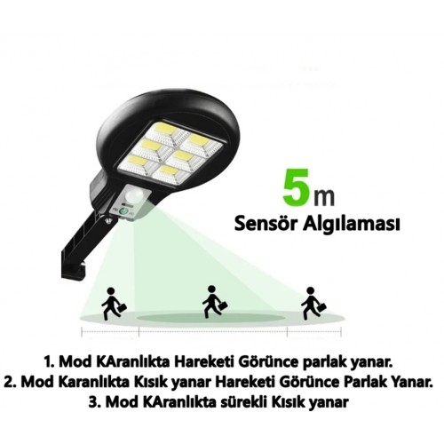 CL-182-6 SENSÖRLÜ 3 MODLU SOLAR SOKAK LAMBASI - Güneş Enerjili solar Lamba