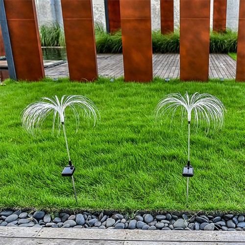 2 Adet 7 Renk Fiber Optik Dekoratif Aydınlatma Güneş Enerjili Dış Mekan Bahçe Lambası Solar Fiber Optik LED