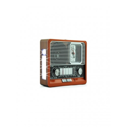 Dekoratif Şarjlı Fenerli Saatli Nostaljik Radyo 