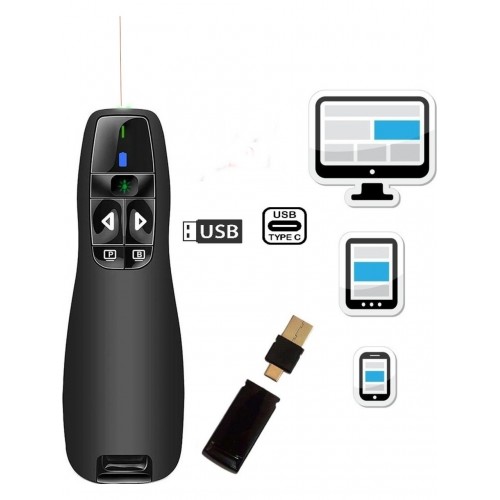 Yeni Nesil Typ-C & USB Lazerli Sunum Kumandası R400 Telefon Tablet Pc Cihazlara Uyumlu